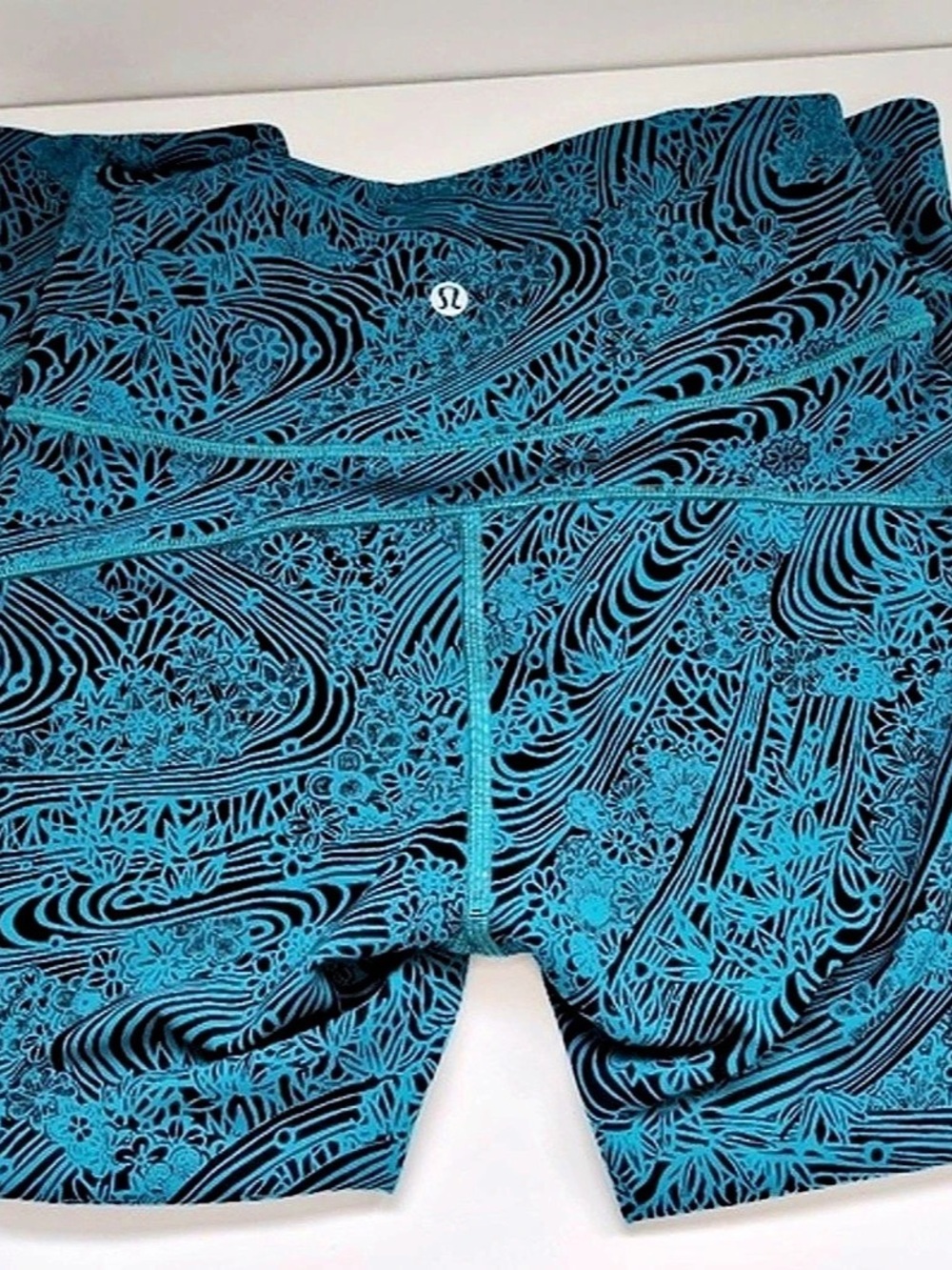 lululemon Wunder Under Crop II *Full-On Luxtreme Leggings Blue & Black Waist 10